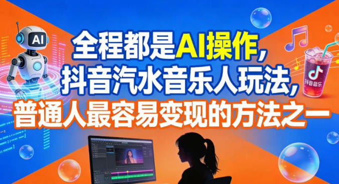 全程都是AI操作，抖音汽水音乐人玩法，普通人最容易变现的方法之一-淘朋友