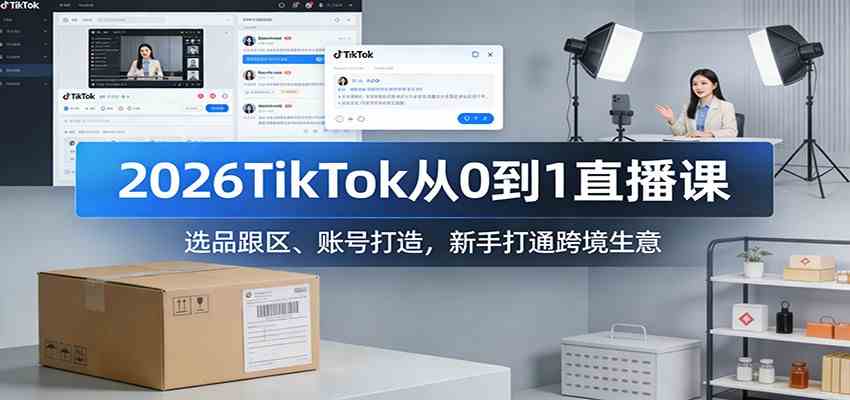 2026TikTok从0到1直播课:选品跟区、账号打造,新手打通跨境生意-淘朋友