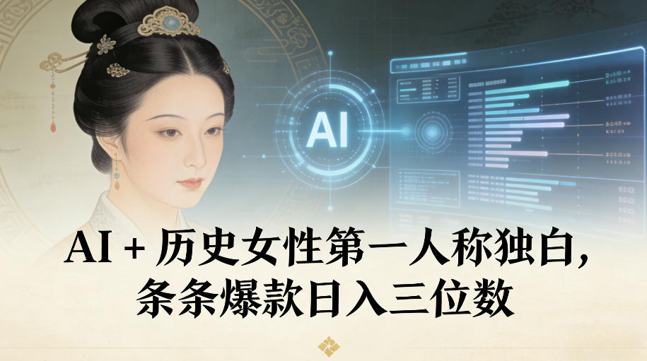 AI+历史女性第一人称独白，条条爆款日入三位数-淘朋友