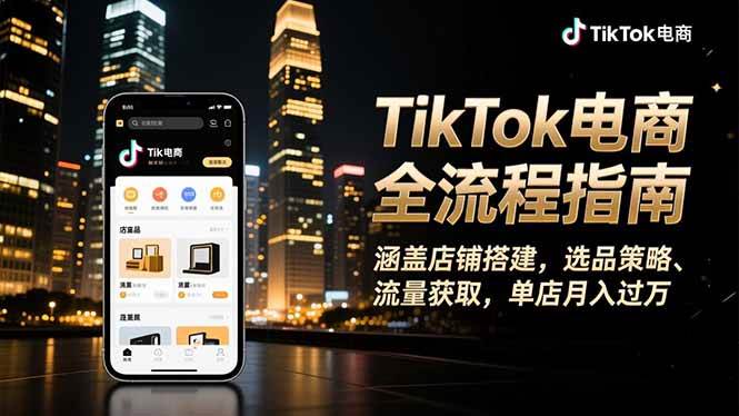 （16524期）TikTok电商全流程指南，涵盖店铺搭建、选品策略、流量获取，单店月入过万-淘朋友