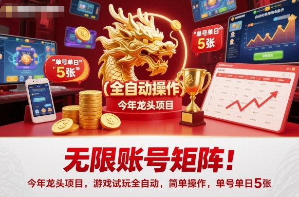 无限账号矩阵!今年龙头项目,游戏试玩全自动,简单操作,单号单日5张【揭秘】-淘朋友