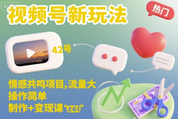 视频号新玩法,情感共鸣项目,流量大,操作简单,制作+变现课 视频号新玩法,情感共鸣项目,流量大,操作简单,制作+变现课