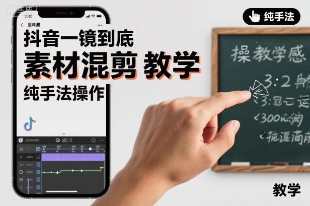 抖音一镜到底素材混剪教学，纯手法操作-淘朋友