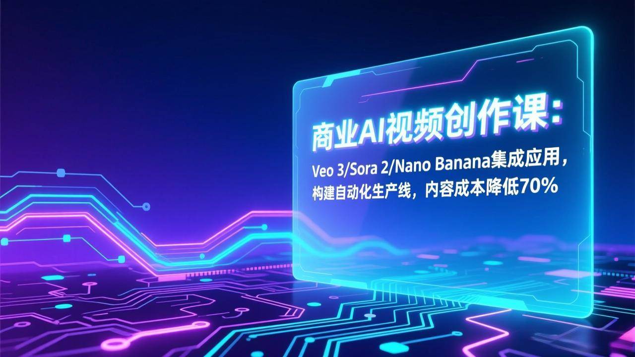 （17070期）商业AI视频创作课：Veo 3/Sora 2/Nano Banana集成应用，构建自动化生产线，内容成本降低70%-淘朋友