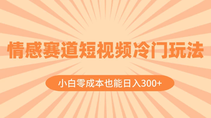 情感赛道短视频冷门玩法，小白零成本也能日入 300+-淘朋友