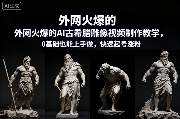 外网火爆的AI古希腊雕像视频制作教学，0基础也能上手做，快速起号涨粉-淘朋友