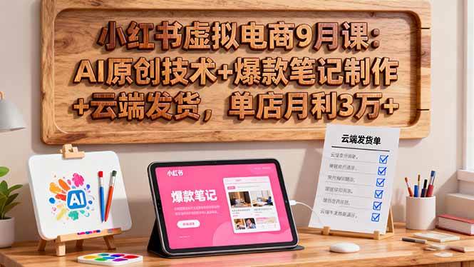 (16287期)小红书虚拟电商9月课:AI原创技术+爆款笔记制作+云端发货,单店月利3万+-淘朋友