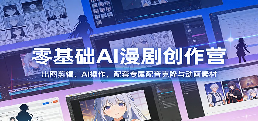 零基础AI漫剧创作营：出图剪辑、AI操作，配套专属配音克隆与动画素材-淘朋友