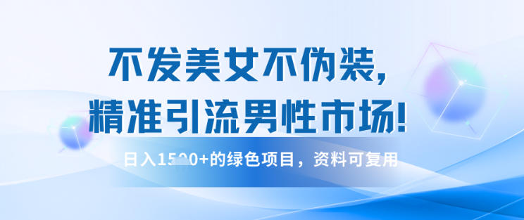 不发美女不伪装，精准引流男性市场！日入多张的绿色项目，资料可复用-淘朋友