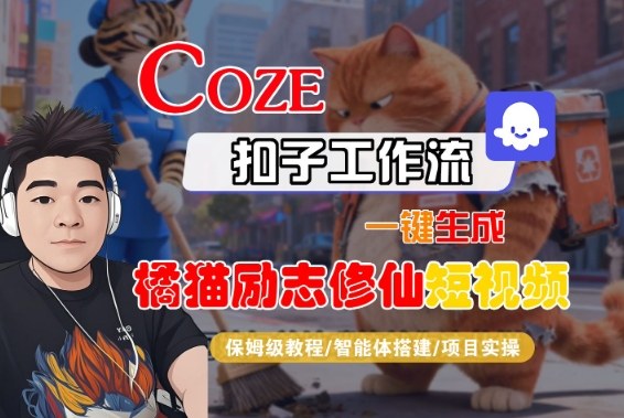 Coze扣子智能体工作流一键生成“橘猫励志修仙“短视频，全流程保姆级教学-淘朋友