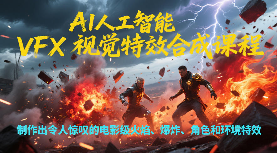 AI人工智能VFX视觉特效合成课程,制作出令人惊叹的电影级火焰、爆炸、角色和环境特效-淘朋友