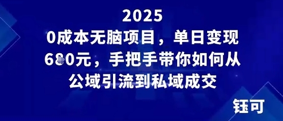 0成本无脑项目，单日变现多张，手把手带你如何从公域引流到私域成交-淘朋友