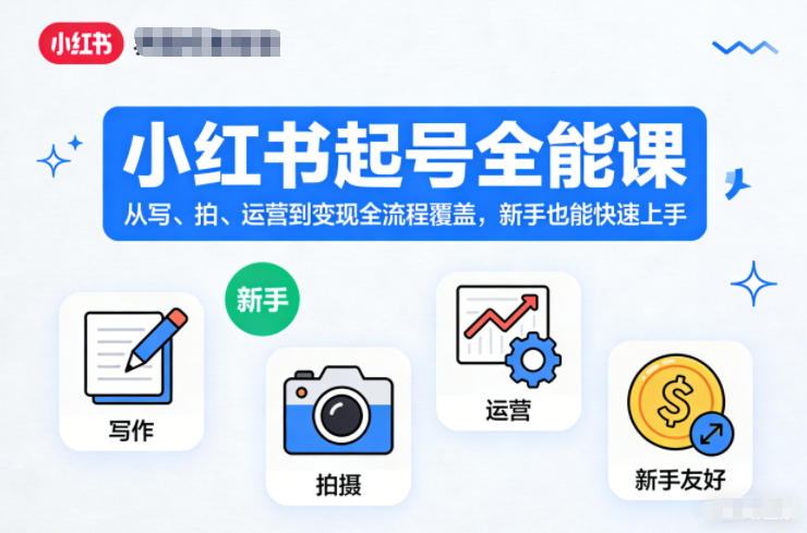 小红书起号全能课，从写、拍、运营到变现全流程覆盖，新手也能快速上手-淘朋友