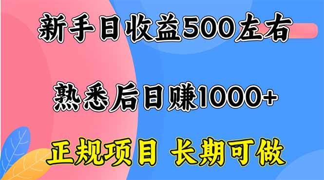 （16132期）新手日收益500+ 正规项目 长期可做-淘朋友
