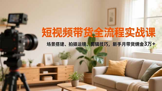 短视频带货全流程实战课，场景搭建、拍摄运镜、剪辑技巧，新手月带货佣金3万+-淘朋友