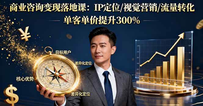 （16249期）商业咨询变现落地课：IP定位/视觉营销/流量转化，单客单价提升300%-淘朋友