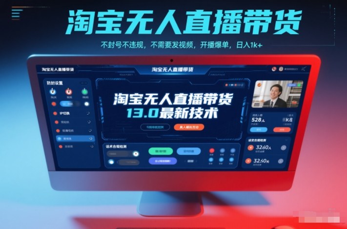 淘宝无人直播带货13.0最新技术，不封号不违规，不需要发视频，开播爆单，日入1k+【揭秘】-淘朋友
