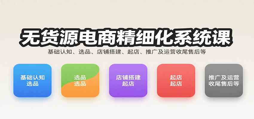无货源电商精细化系统课：基础认知、选品、店铺搭建、起店、推广及运营收尾售后等-淘朋友