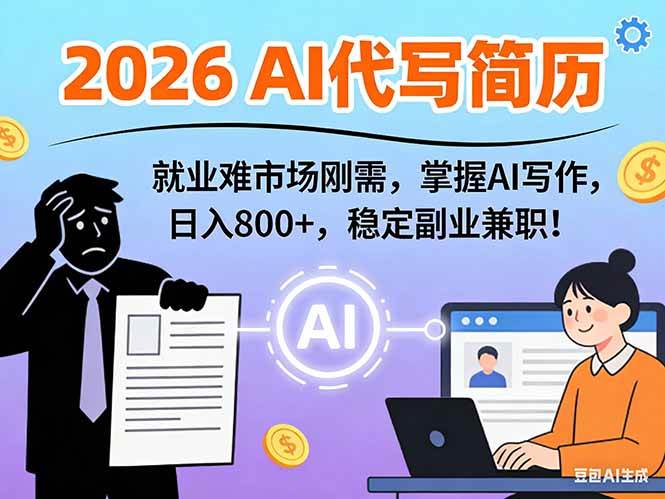 （17119期）AI代写简历，超暴利，用万能模板月入1-3万实战教程，2026年市场刚需！-淘朋友