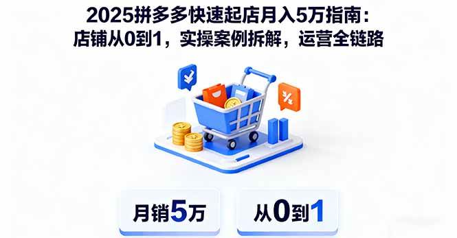 （16199期）2025拼多多快速起店月入5万指南：店铺从0到1，实操案例拆解，运营全链路-淘朋友
