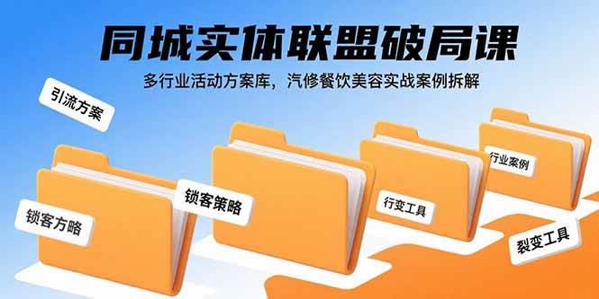 （15833期）同城实体联盟破局课，多行业活动方案库，汽修餐饮美容实战案例拆解-淘朋友