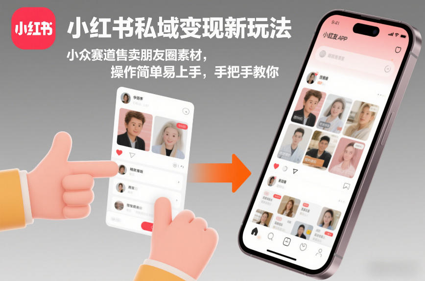 小红书私域变现新玩法，小众赛道售卖朋友圈素材，操作简单易上手，手把手教你-淘朋友