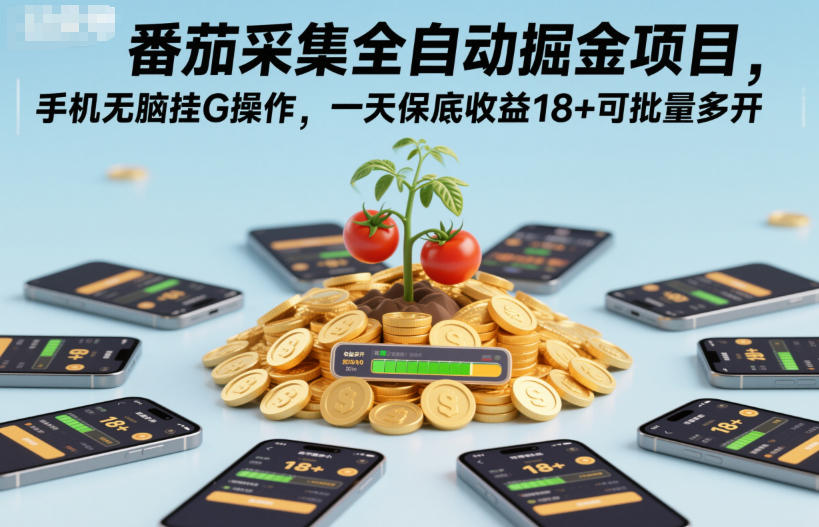 番茄采集全自动掘金项目，手机无脑挂G操作，一天保底收益18+可批量多开【揭秘】-淘朋友