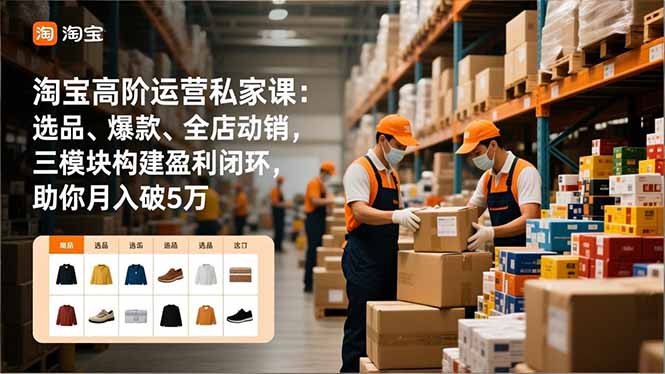 淘宝高阶运营私家课：选品、爆款、全店动销，三模块构建盈利闭环，助你月入破5万-淘朋友