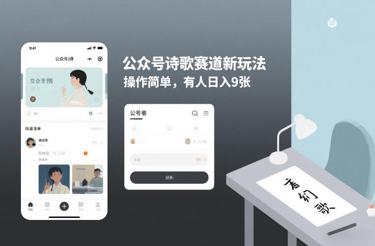 公众号诗歌赛道新玩法，操作简单，有人日入9张-淘朋友