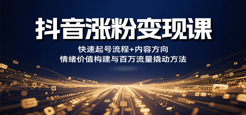抖音涨粉变现课，快速起号流程+内容方向+情绪价值构建与百万流量撬动方法-淘朋友