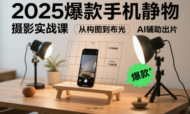 2025爆款手机静物摄影实战课，从构图到布光，不用贵设备，AI辅助出片-淘朋友