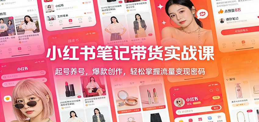 小红书笔记带货实战课：起号养号，爆款创作，轻松掌握流量变现密码-淘朋友