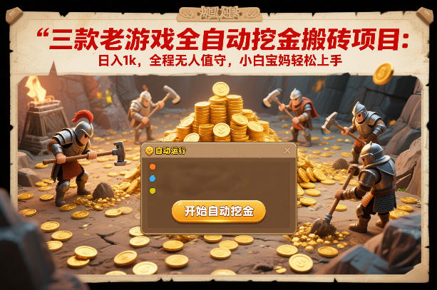 三款老游戏全自动挖金搬砖项目：日入1k，全程无人值守，小白宝妈轻松上手【揭秘】-淘朋友