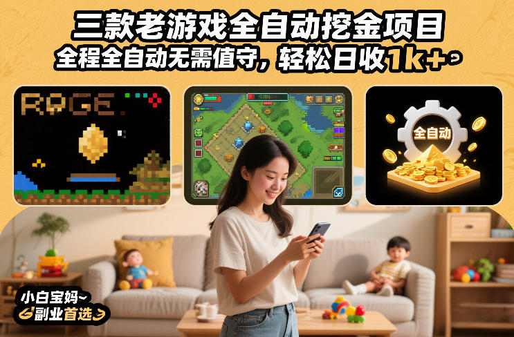 三款老游戏全自动挖金项目,全程全自动无需值守,轻松日收1k+,小白宝妈副业首选【揭秘】-淘朋友