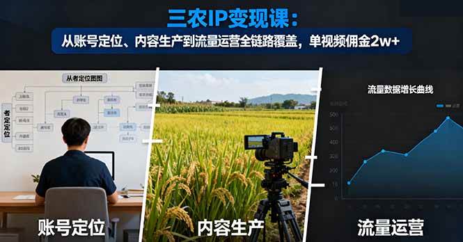 （16229期）三农IP变现课：从账号定位、内容生产到流量运营全链路覆盖，单视频佣金2w+-淘朋友