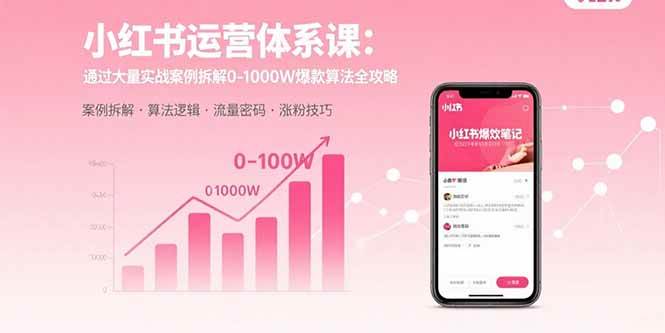 （15792期）小红书运营体系课：通过大量实战案例拆解0-1000W爆款算法全攻略-淘朋友