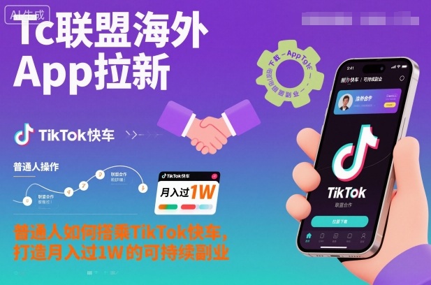 Tc联盟海外App拉新：普通人如何搭乘TikTok快车，打造月入过1W的可持续副业-淘朋友