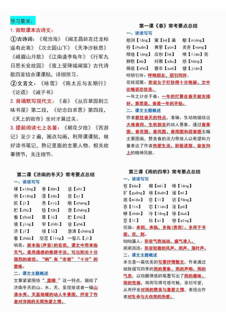 七年级上语文课课贴-淘朋友