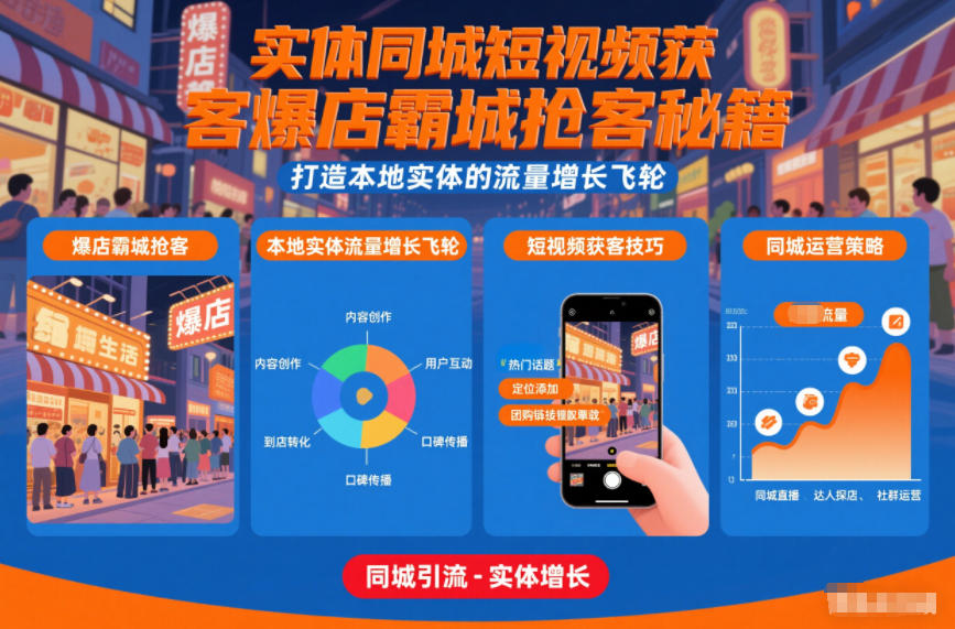 实体同城短视频获客爆店霸城抢客秘籍，打造本地实体的流量增长飞轮-淘朋友