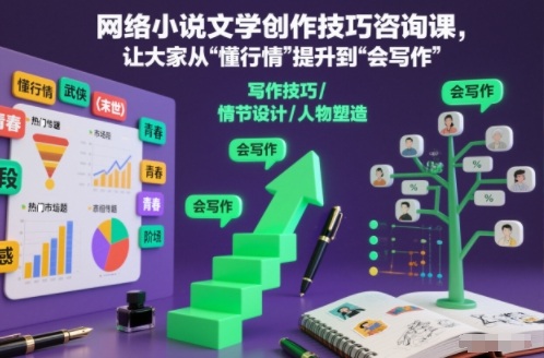 网络小说文学创作技巧咨询课，让大家从“懂行情”提升到”会写作”的高度-淘朋友