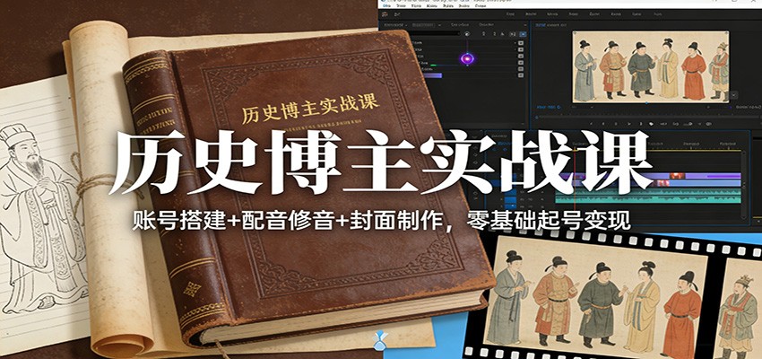 历史博主实战课：账号搭建+配音修音+封面制作，零基础起号变现-淘朋友