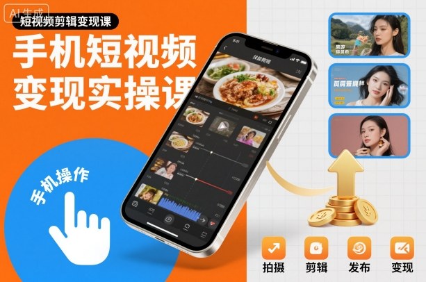 手机短视频变现实操课，短视频剪辑变现课-淘朋友