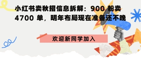 小红书卖秋招信息拆解900粉卖4700单，明年布局现在准备还不晚-淘朋友