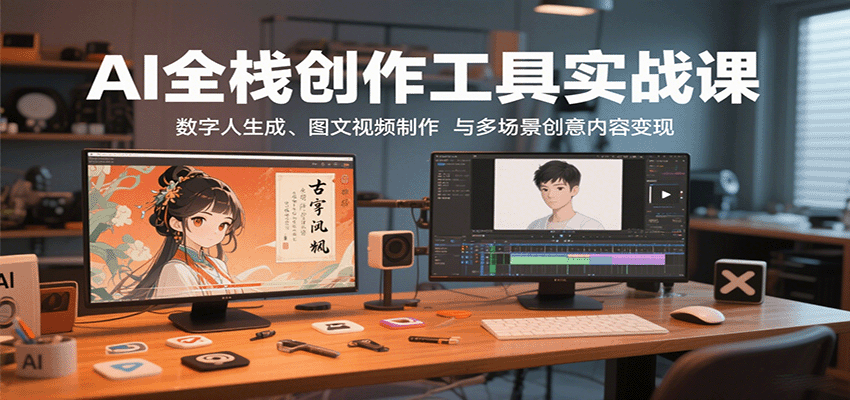 AI全栈创作工具实战课：数字人生成、图文视频制作与多场景创意内容变现-淘朋友