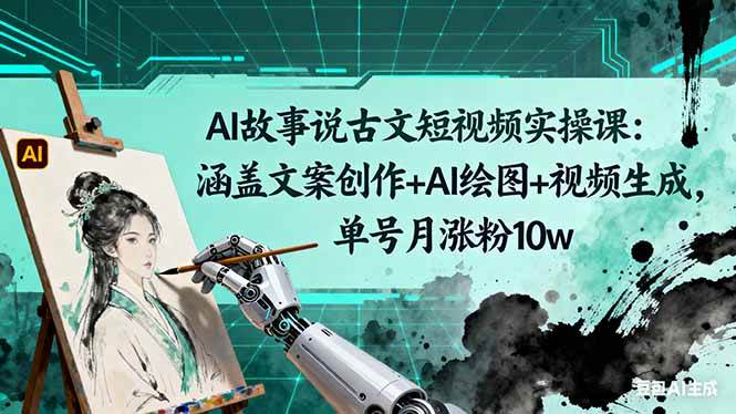 (16369期)AI故事说古文短视频实操课:涵盖文案创作+AI绘图+视频生成,单号月涨粉10w-淘朋友