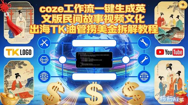 Coze扣子工作流一键生成英文版民间故事视频，文化出海TK油管捞美金拆解教程-淘朋友