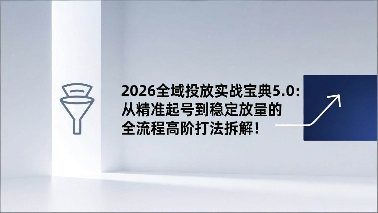 （17156期）2026全域投放实战宝典5.0：从精准起号到稳定放量的全流程高阶打法拆解！-淘朋友