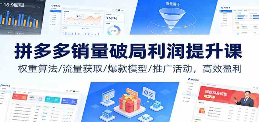 拼多多销量破局利润提升课：权重算法/流量获取/爆款模型/推广活动，高效盈利-淘朋友