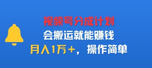 视项号分成计划会搬运就能賺钱，月入1W+，操作简单-淘朋友