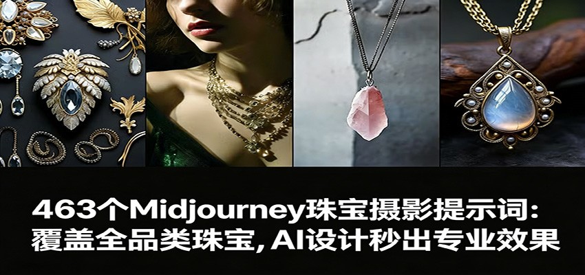 463个Midjourney珠宝摄影提示词：覆盖全品类珠宝，AI设计秒出专业效果-淘朋友
